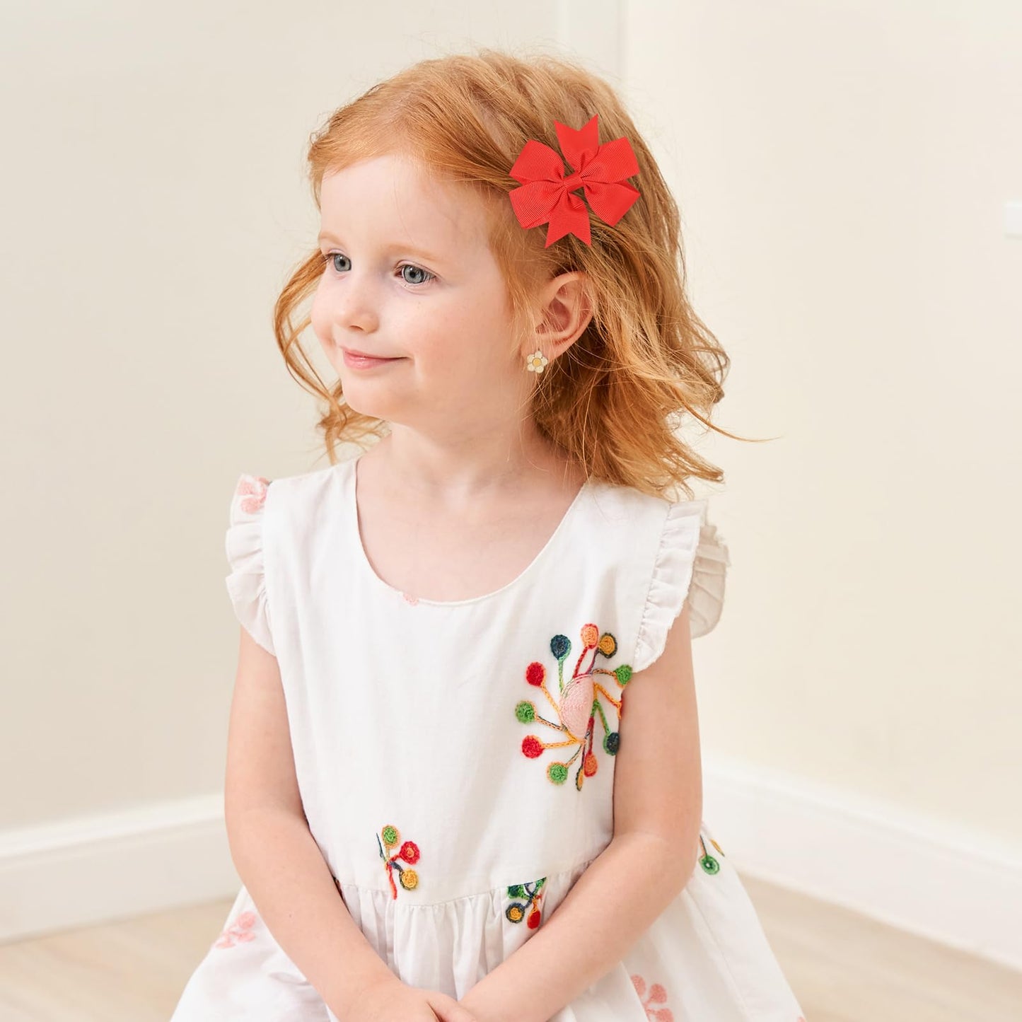 Choicbaby 3 Inches Hair Bows For Girls Red Grosgrain Ribbon Pinwheel Hair Bows Clips Toddler Bows Hair Clips For Birthday Baby S