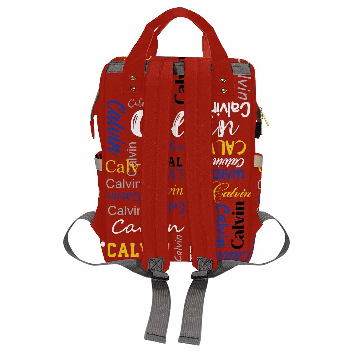 Personalized Diaper Backpack, Custom Dark Red Name Logo Diaper Bag Mummy Nursing Baby Bag Casual Travel Daypack Bag Fashion Mult