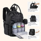 Babbleroo Leather Diaper Bag Backpack - Baby Essentials Travel Baby Bag, Multi Function, With Changing Pad, Stroller Straps & Pa