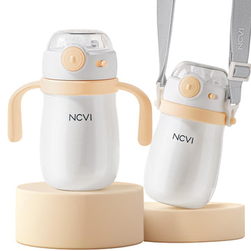 Ncvi Kids Stainless Steel Straw Cup For Toddlers 1-3 Years Old, Training Tumbler With Straw Spill Proof With Handle, Insulated B