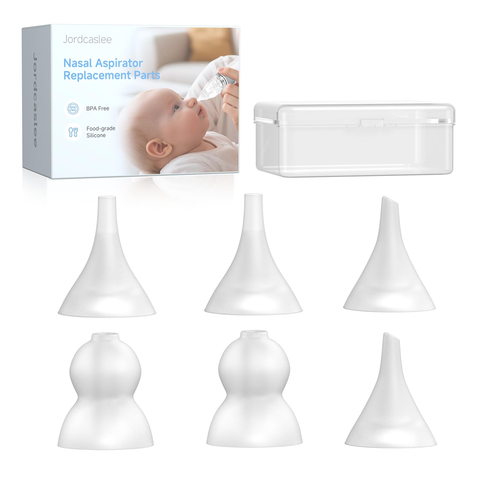 Nasal Aspirator Replacement Tips 6 Pcs, Food-Grade Silicone, Ultra-Soft Baby Nose Sucker Replacement Parts Compatible with GROWN
