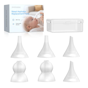 Nasal Aspirator Replacement Tips 6 Pcs, Food-Grade Silicone, Ultra-Soft Baby Nose Sucker Replacement Parts Compatible with GROWN