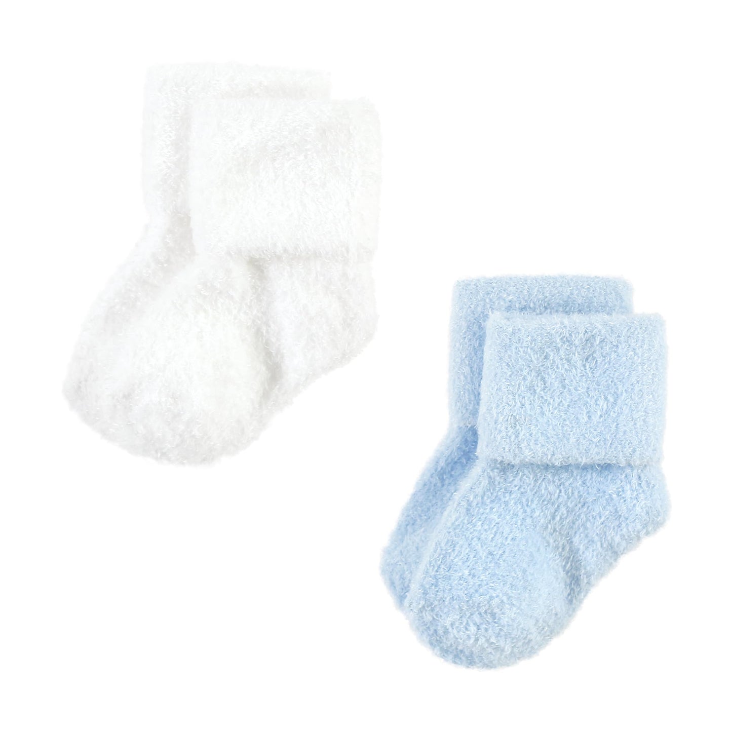 Hudson Baby Unisex Baby Cotton Rich Newborn And Terry Socks, Solid Blue Gray 8 Pack Chenille, 0-6 Months