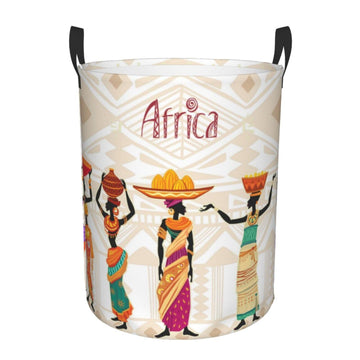 Pevtufa Beautiful Black African Woman In Ethnic Dress Foldable Laundry Basket Organizer,Fabric Clothes Toy Storage Basket Nurser