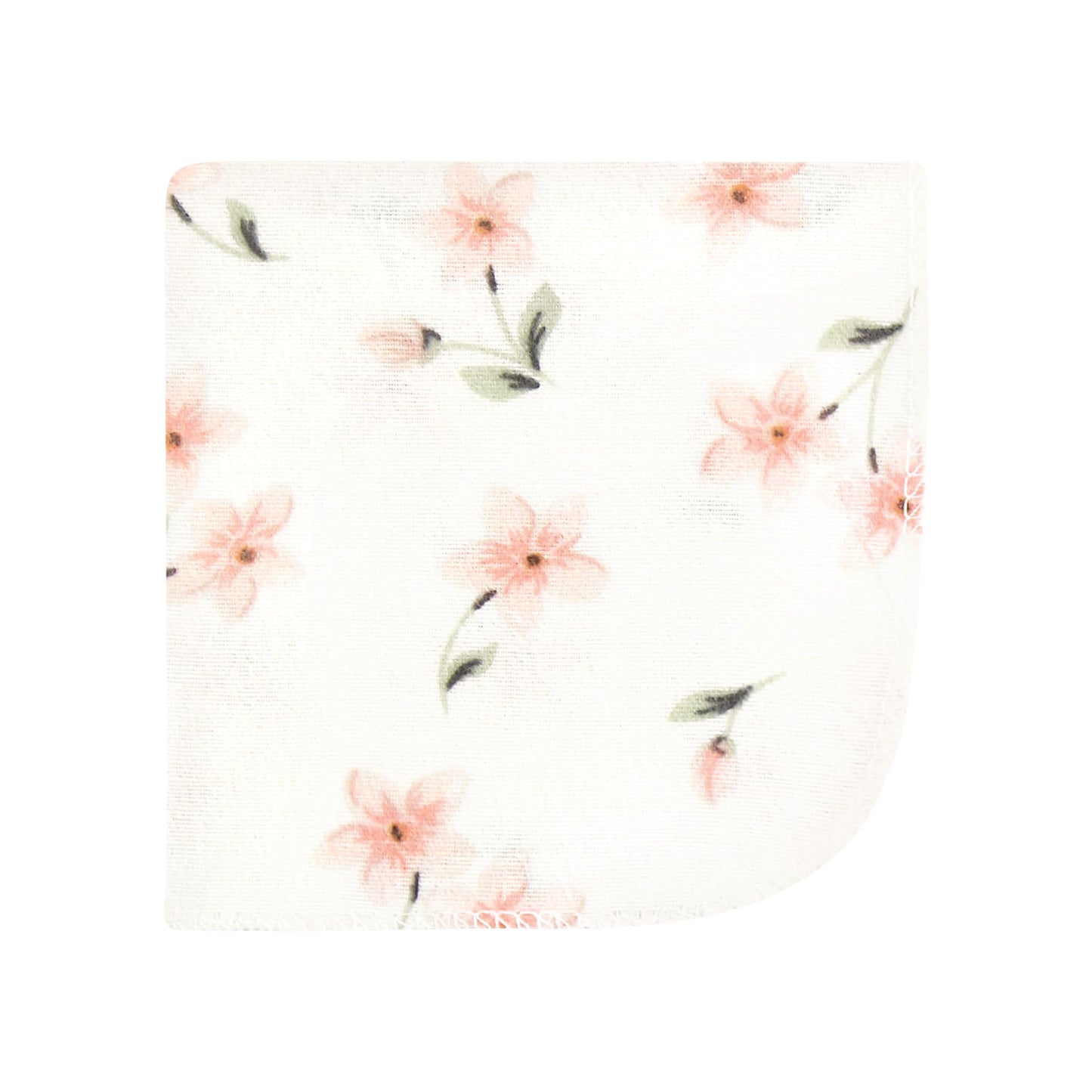 Hudson Baby Unisex Baby Flannel Cotton Washcloths, Pink Dainty Floral 10 Pack, One Size
