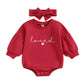 Yingisfitm Newborn Baby Girl Valentines Day Clothes Long Sleeve Onesie Bubble Romper Fall Winter Cute Outfits (Puff Sleeve Red,