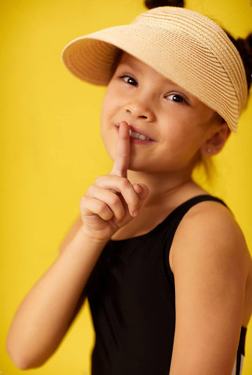 Sun-Visor-Hat For Kids Foldable Straw-Beach-Hat Baby-Girls Summer Upf 50+ Sun-Hat Beige