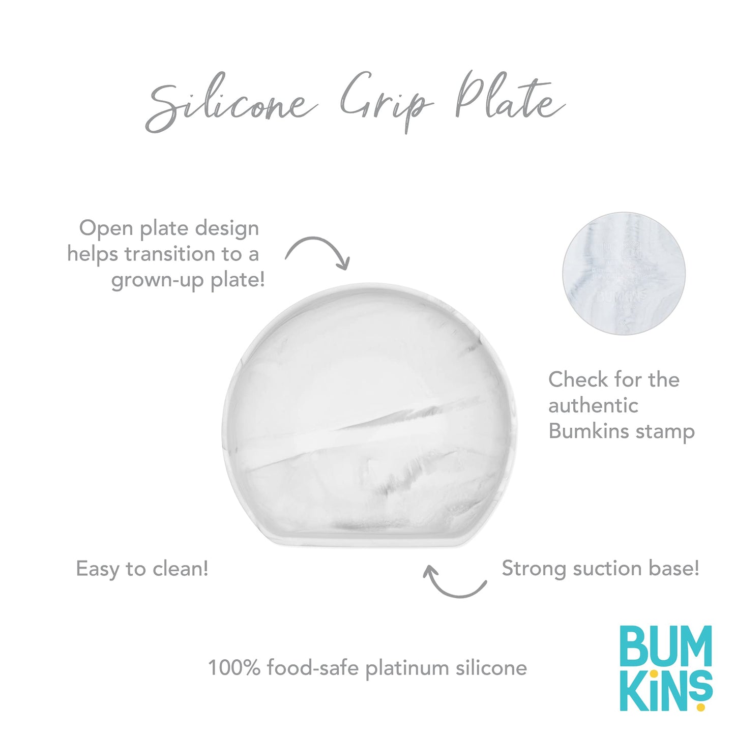 Bumkins Toddler and Baby Suction Plate, Silicone Grip Dish for Babies and Kids, Baby Led Weaning, Children Feeding Supplies, Non