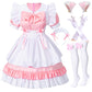 Irtysh Women Sweet Kawaii Costume Dress Anime French Maid Cosplay Furry Cat Ear Gloves Socks Set(Pink 2Xl)