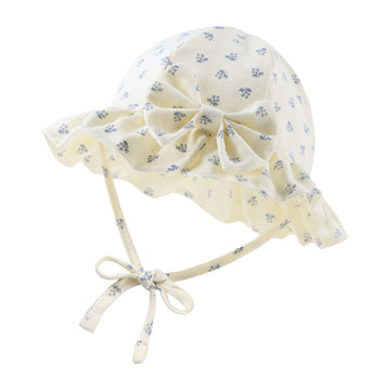 Jangannsa Bow Baby Girls Summer Hat Flower Toddler Girls Sun Hat Cotton Breathable Infant Cap (Beige Floral, 18.1'(3-6 Months))