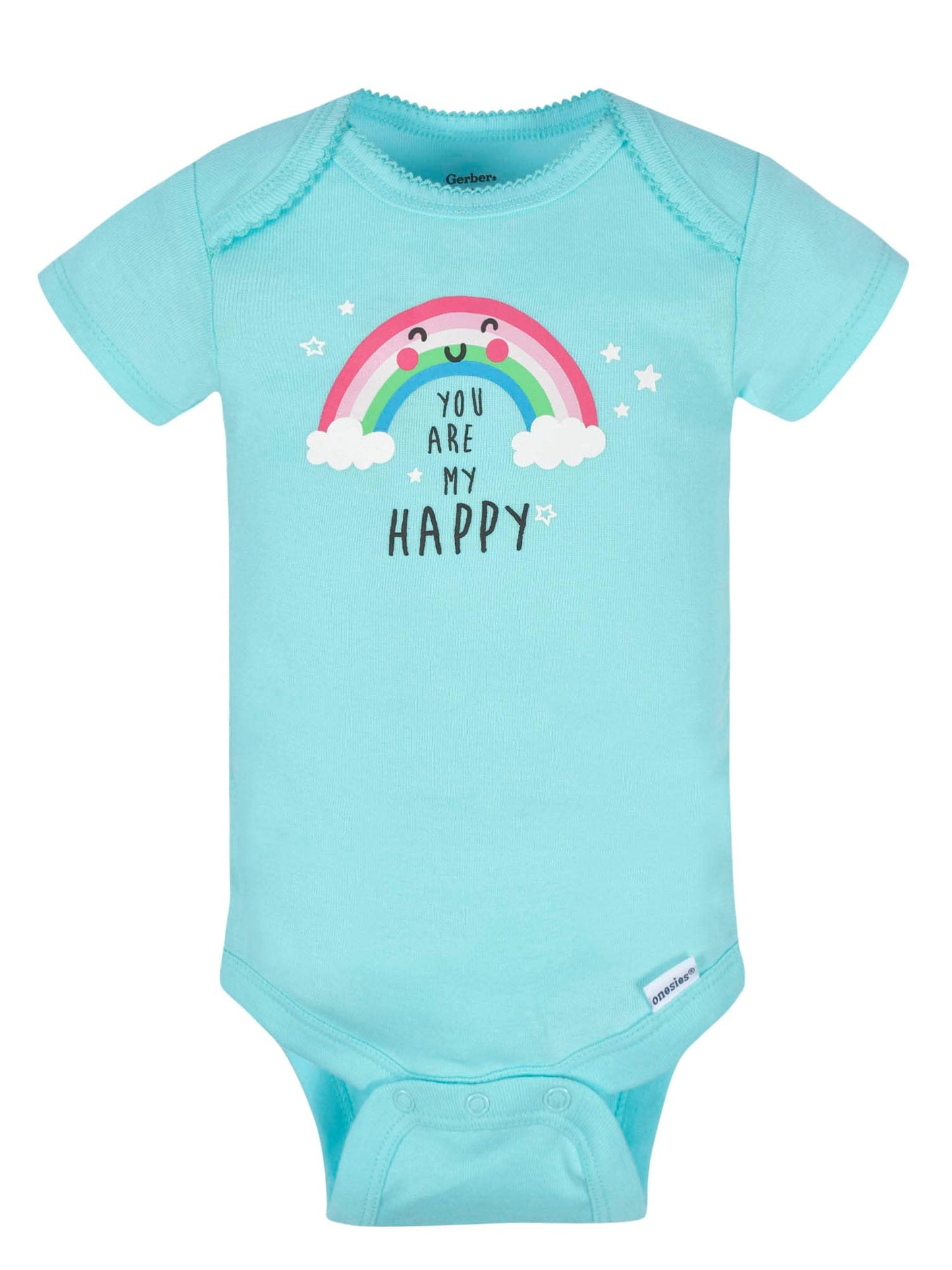 Gerber Baby Girl'S 8-Pack Short Sleeve Onesies Bodysuits, Clouds, 6-9 Months