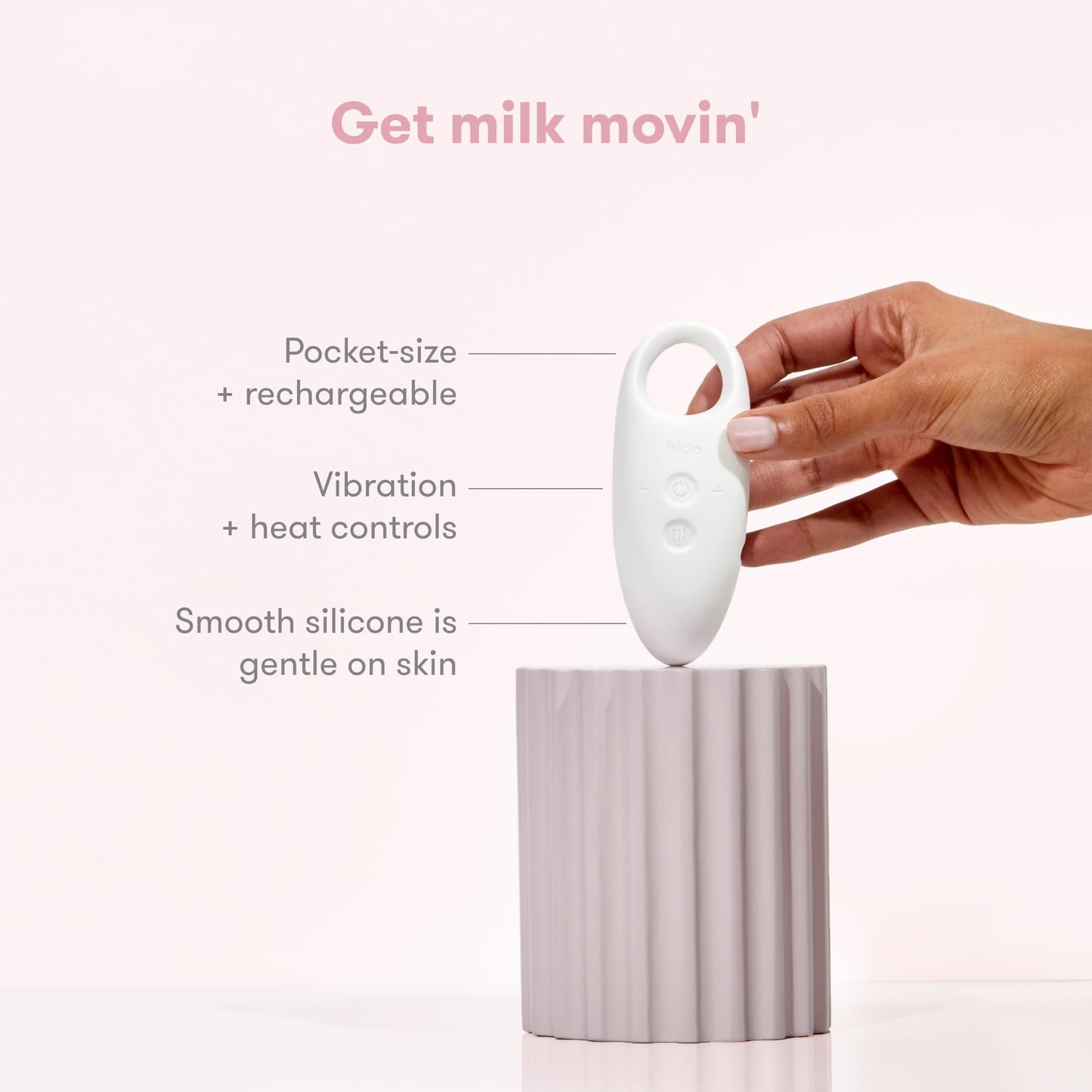 Frida Mom 2-In-1 Lactation Massager, Multiple Modes Of Heat + Vibration For Clogged Milk Ducts, Increase Milk Flow, Breast Engor