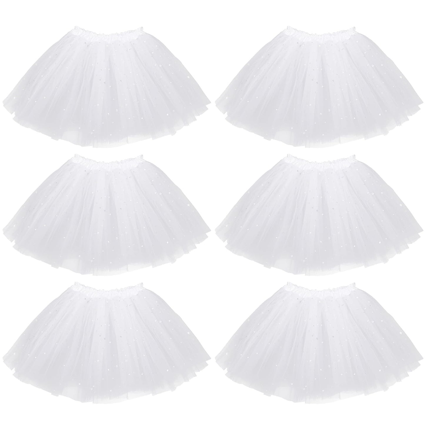 Kilofly 6Pc White Girls Ballet Tutu Kids Birthday Princess Party Favor Dress Set