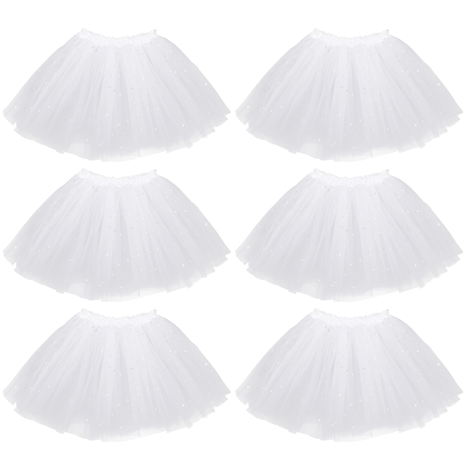 Kilofly 6Pc White Girls Ballet Tutu Kids Birthday Princess Party Favor Dress Set