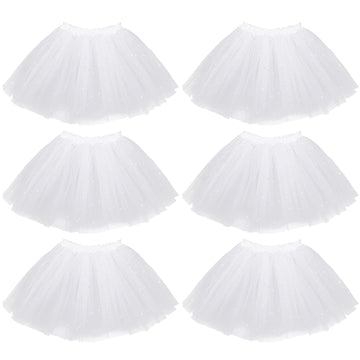 Kilofly 6Pc White Girls Ballet Tutu Kids Birthday Princess Party Favor Dress Set