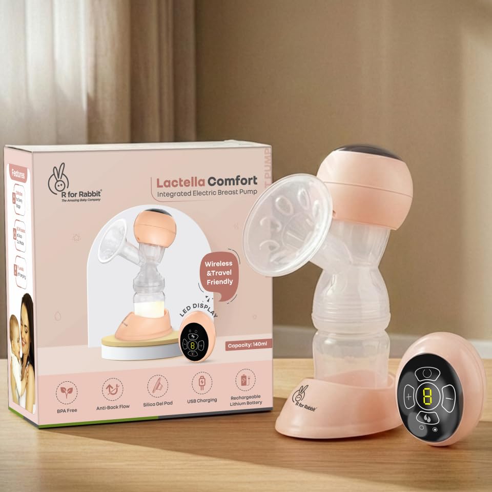 R For Rabbit Lactella Comfort Electric Breast Pump For Mothers Led Display Timer Control Silica Gel Massage Pad Dual Suction Mod