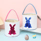 Cootato 2 Pack Easter Bunny Basket Bags For Kids, Sequin Rabbit Pattern Egg Basket Hunt Bags Personalized Canvas Cotton Bucket W