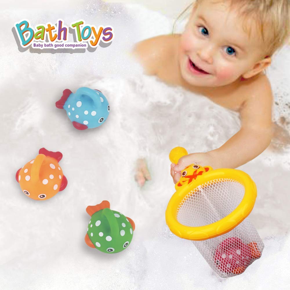 Dwi Dowellin Bath Toys Fishing Games Swimming Whales Bath Time Bathtub Toy for Toddlers Baby Kids Infant Fish Set Age 18months a