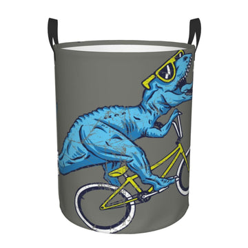 Pevtufa Fun Riding Dinosaur Foldable Laundry Basket Organizer,Fabric Clothes Toy Storage Basket Nursery Hamper Storage Bin For H
