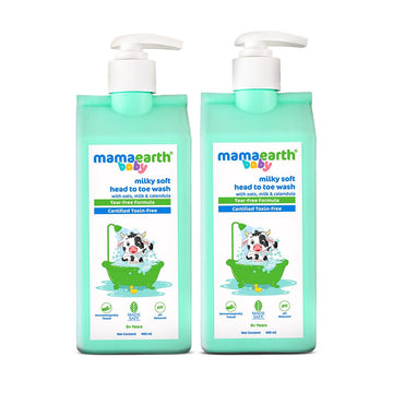 Mamaearth Milky Soft Head To Toe Wash With Oats, Milk, And Calendula For Babies | 2-In-1 Tear-Free Body Wash & Shampoo | Moistur