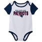 Outerstuff Nfl Newborn Baby And Infant Short Sleeve Bodysuit Variety 3-Pack - New England Patriots, 6-9M