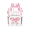Personalized Diaper Bag Backpack for Women, Custom Name Nursing Mommy Daypack, Pink Bow Diaper Bag for Girls Boys, New Mom Gifts