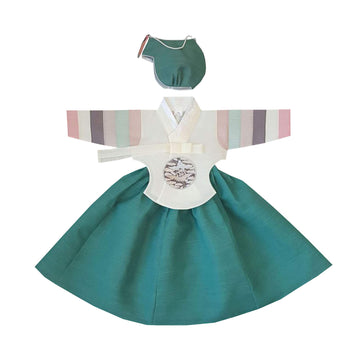 Hanbok 100Th Days Birth Party Celebration Girl Baby Korea Traditional Dress Ivory Green