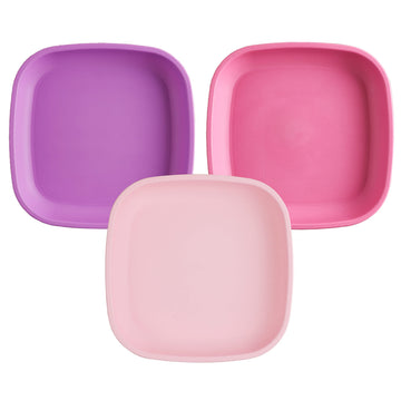 Re-Play Toddler Plates - 22 Oz. Deep-Walled Flat Kids Plates - Dishwasher & Microwave Safe - Made in USA - Set of 3-7.37 x 7.37 