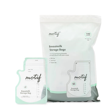 Motif Medical, Milk Storage Bags, 8 Oz Milk Freezer Bag With Easy Pour Spout, Bpa Free, Write-On Label - 100 Count