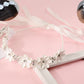 Ddazzling Flower Girl Headpiece Princess Wedding Headband Girls First Communion White Floral Wreath Hair Accessory (White)
