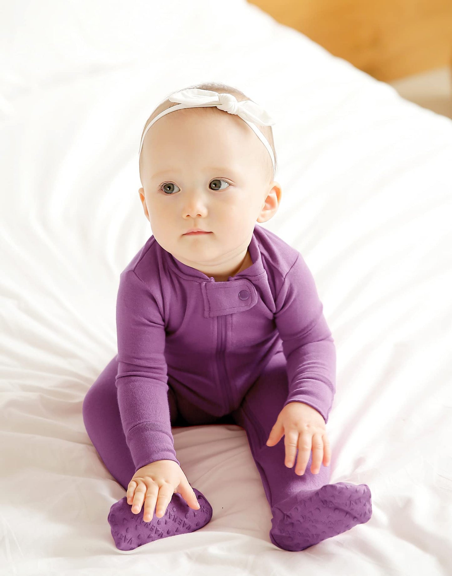 Vaenait Baby Toddler Boys Girls Solid Footie Pajama Cozy Modal Purple 24M
