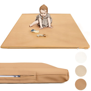 Padded Thick Baby Play Mat - Protective & Super Soft Non Toxic Vegan Leather Floor Mat For Girls And Boys - 50 X 50 Playpen Mats