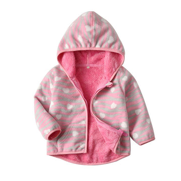 Feidoog Toddler Polar Fleece Jacket Hooded Baby Boys Girls Autumn Winter Long Sleeve Thick Warm Outerwear,Heart,2-3T