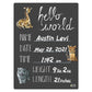 Cohas Hello World Newborn Baby Announcement Chalkboard Sign With Safari Animal Theme, 5 By 7 Inches, White Marker