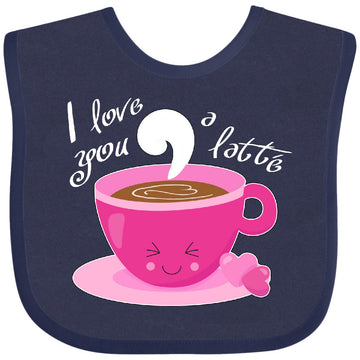 Inktastic I Love You A Latte- Cute Valentine Coffee Pun Baby Bib Navy Blue 2Ea41