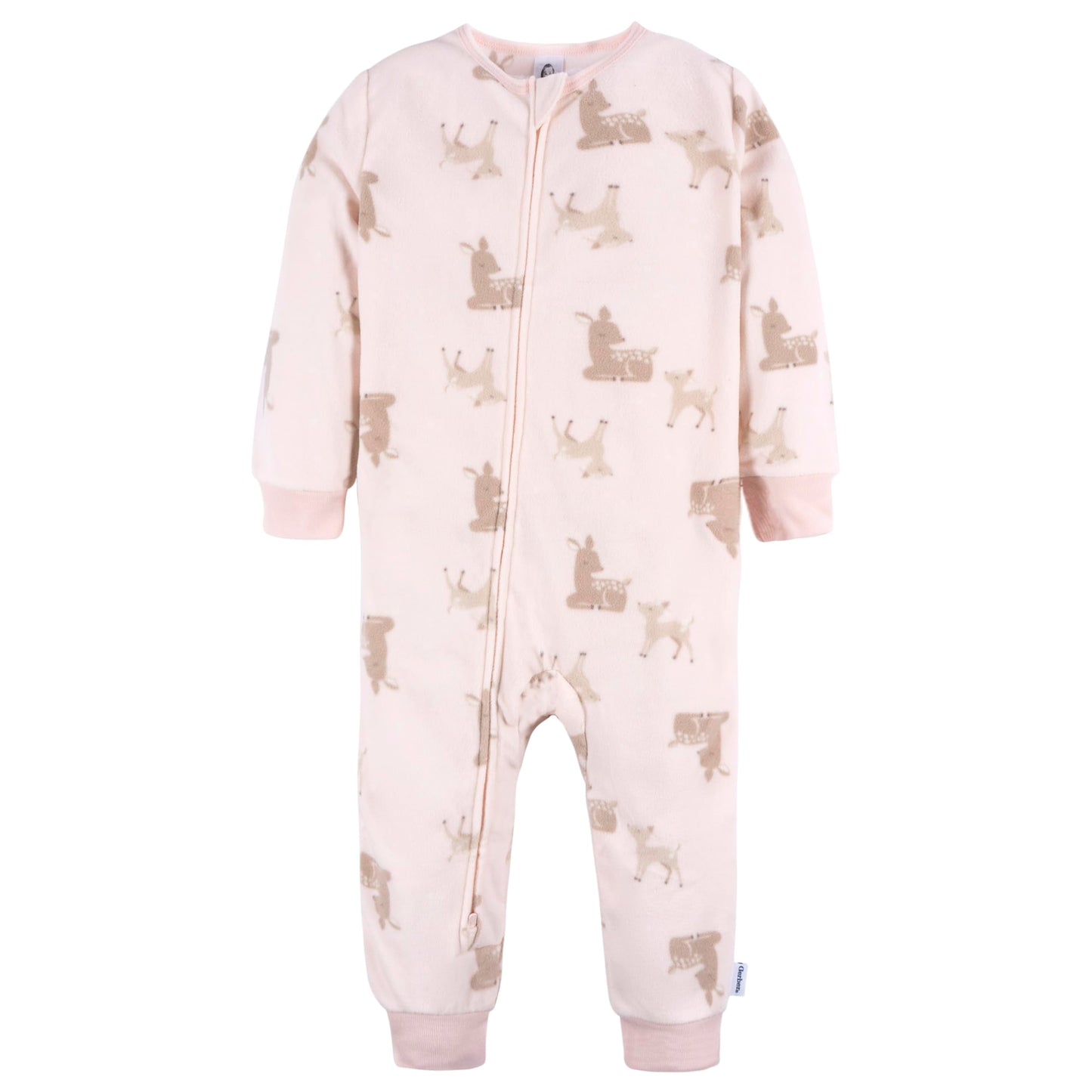 Gerber Baby Girl'S Flame Resistant Fleece Footless Pajamas 3-Pack, Pink Deer