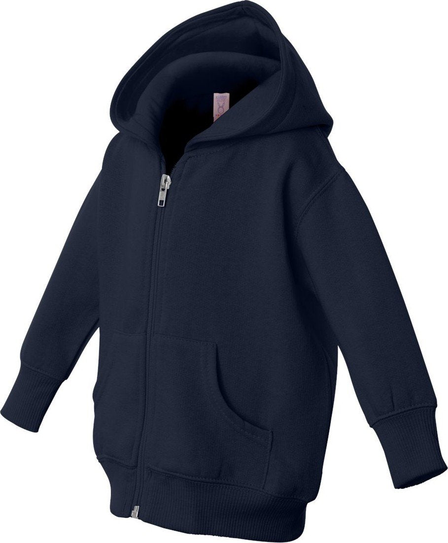 Rabbit Skins Infant Fleece Long Sleeve Full Zip Hooded Sweatshirt With Pouch Pockets, Navy, 12 Months