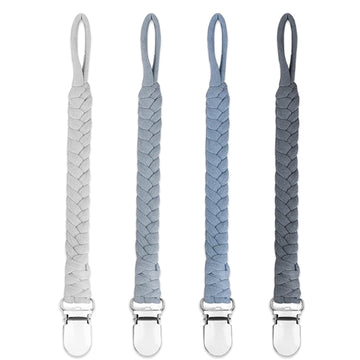 Duludulu 4 Pcs Pacifier Clip, Pacifier Clips For Boys & Baby Girls Pacifier Holder Clip Binky Clips Braided 100% Handmade Fits A