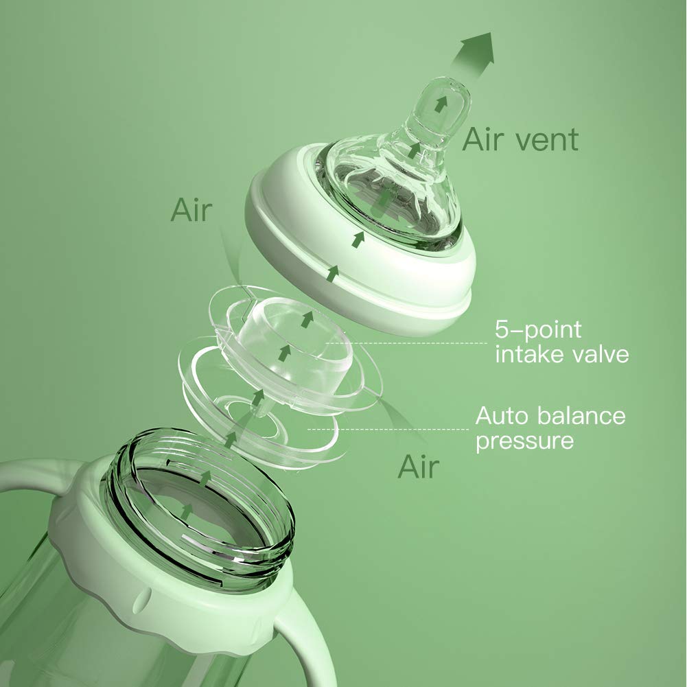 Potato Glass Baby Bottles, Anti-Colic Breastfeeding Bottles With Medium Flow Nipple, Suitable For Babies 3-6 Months, 2 Replaceab