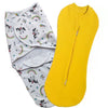 MammaChamp Strap Closer Adjustable Swaddle/Wrapper and Zip Sleeping Sack Bag Wrap for Newborn Baby 04 Months Rainbow Swaddle+Ye