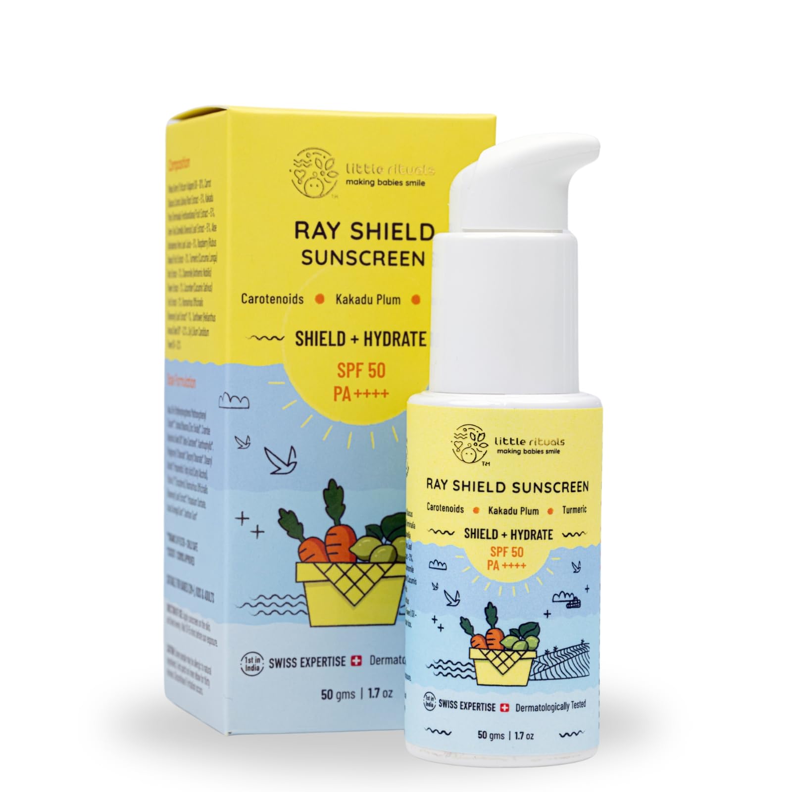 Little Rituals Baby Sunscreen For Kids 015 Yrs Spf 50 Pa++++ Organic & Natural Lotion, Uva Uvb Ir, Blue Light, Wifi Radiation, 