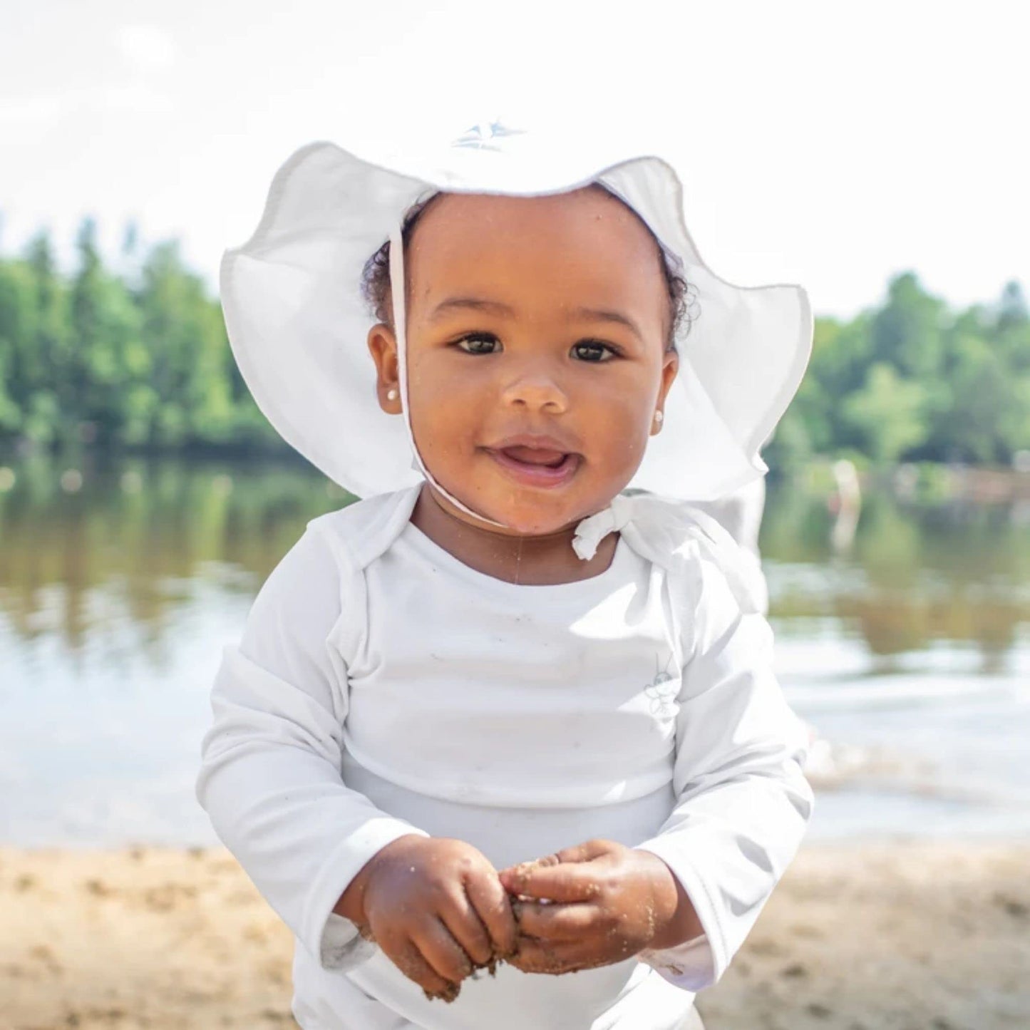 Green Sprouts Toddler Brim Sun Protection Hat, White, 2T-4T