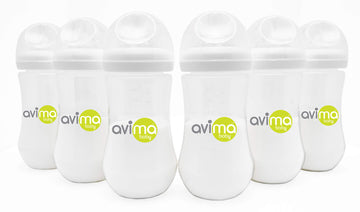 Avima 12 Oz. Anti Colic Infant Bottles, Bpa Free, Wide Neck With Fast Flow Nipples (Set Of 6)