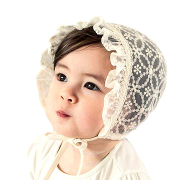 Baby Girl Toddlers Breathable Lacy Bonnet Eyelet Cotton Adjustable Sun Protection Hat