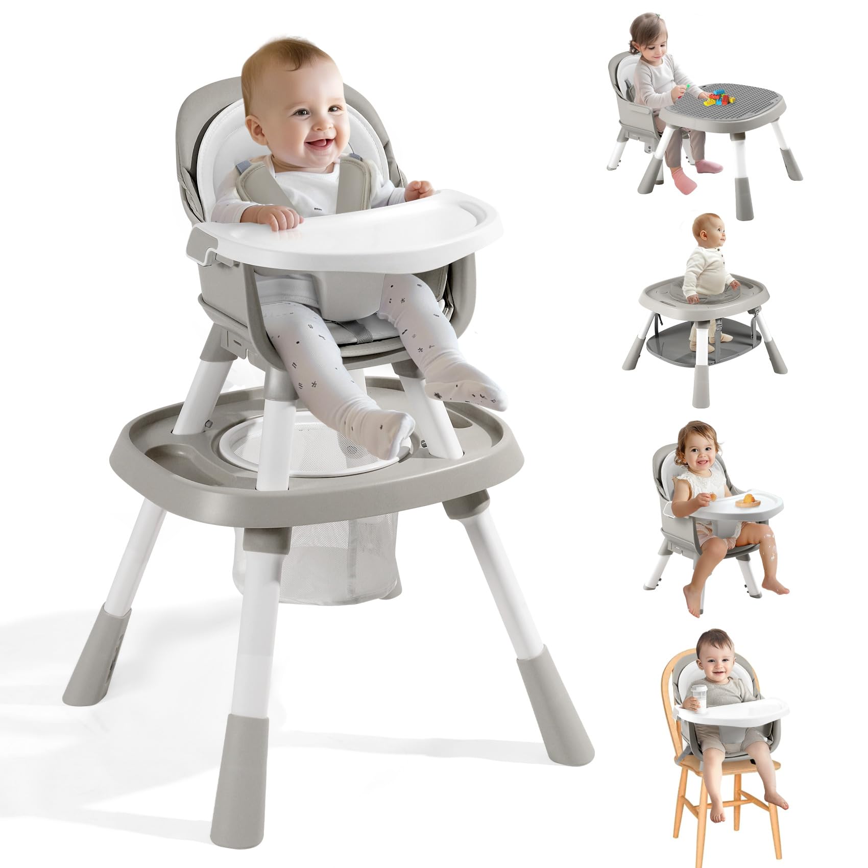 9-in-1 High Chairs for Babies and Toddlers, Convertible Baby High Chair, Kids Table & Chair Set, Building Block Table, Activity 