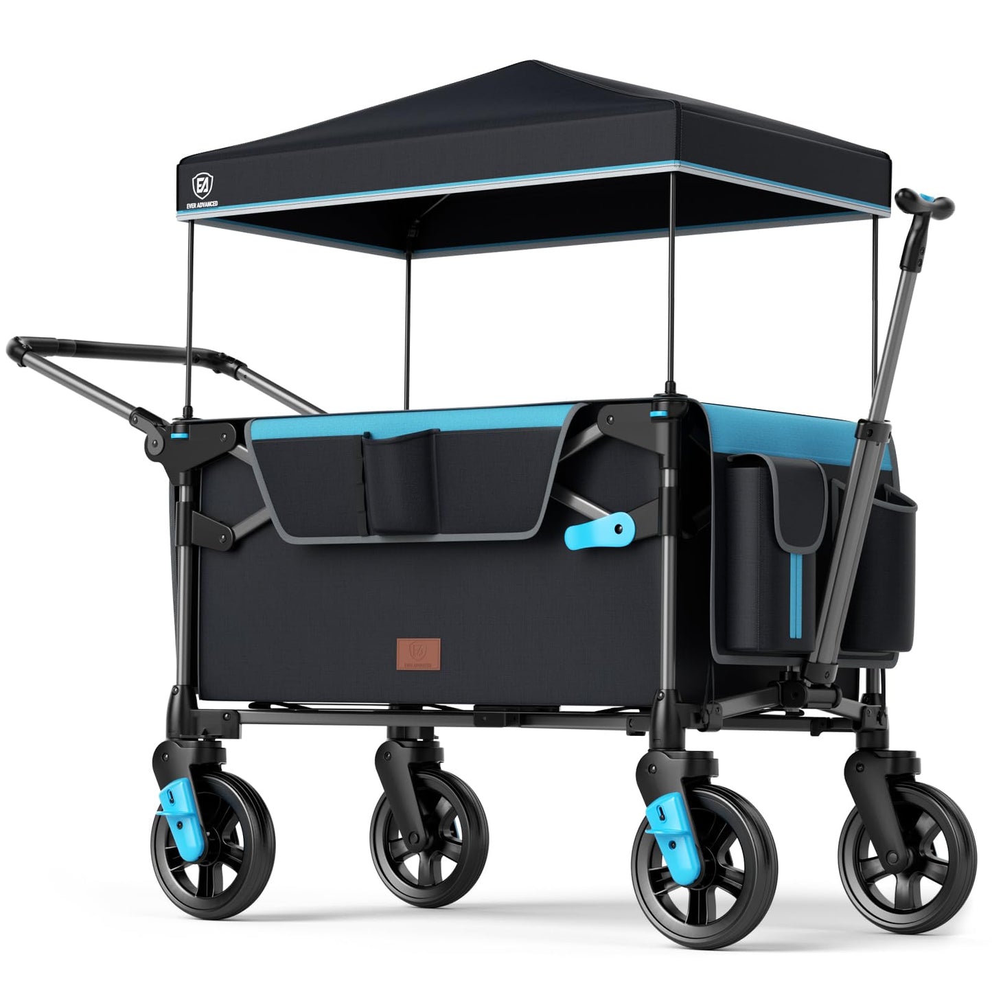 EVER ADVANCED Wagon Stroller for 2 Kids, Compact One-Step Fold Stroller Wagon with Adjustable Push/Pull Handles, Folding Wagon f