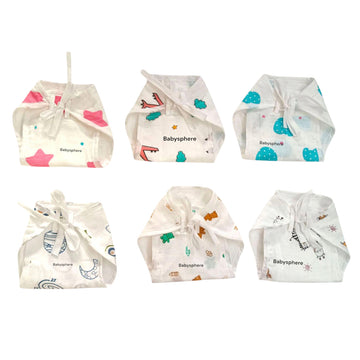 Babysphere Organic Cotton Muslin Padded Nappy (Pack Of 6,06 Months,Multiprint) (36 Months)