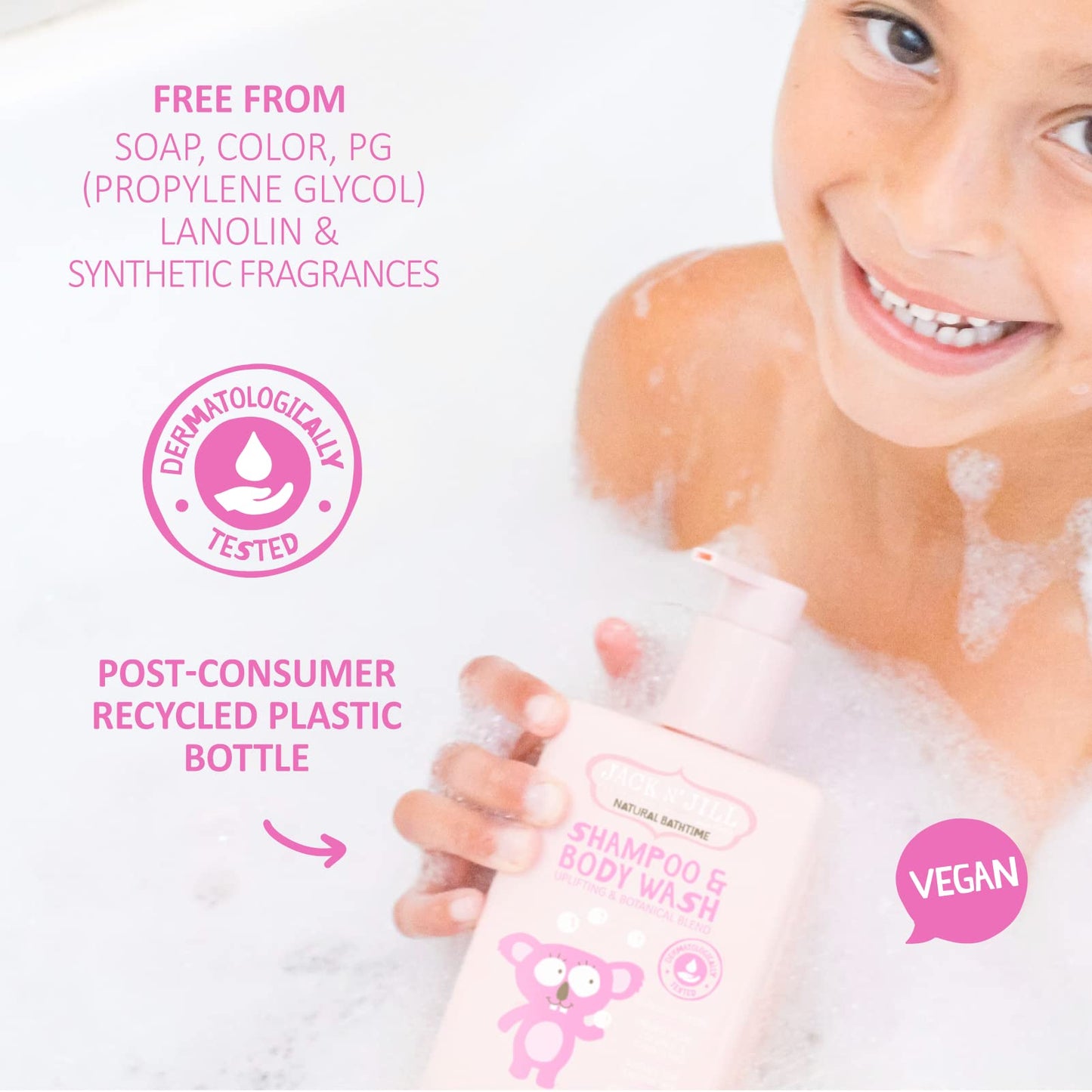 Jack N' Jill Natural Bathtime Kids Shampoo And Body Wash - Suitable For Sensitive Skin, Dermatologically Tested, Color And Soap