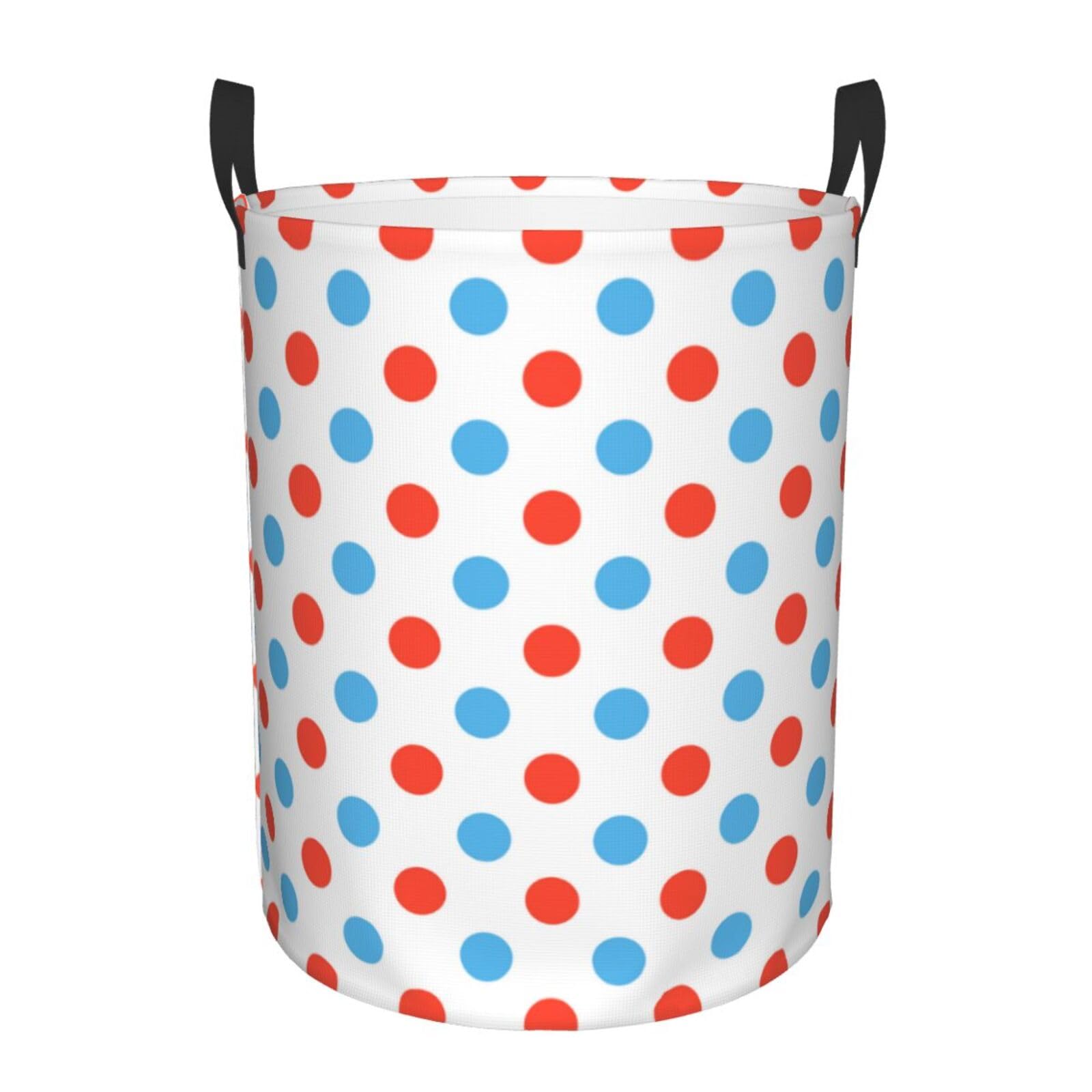 Pevtufa Red Blue Polka Dots Foldable Laundry Basket Organizer,Fabric Clothes Toy Storage Basket Nursery Hamper Storage Bin For H