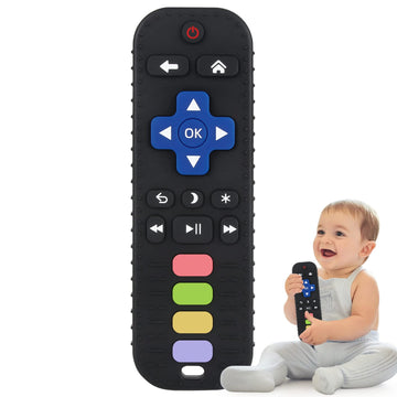 Fu Store Black Silicone Teething Toys for 0-12 Momths 3-24 Months Infant Toddlers Remote Control Shape Teethers for Babies Chew 